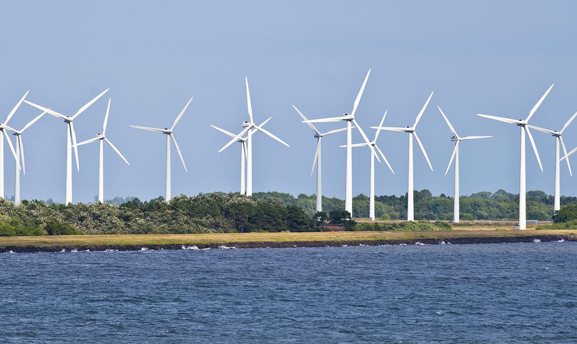 Wind farm on the Baltic Sea in Denmark