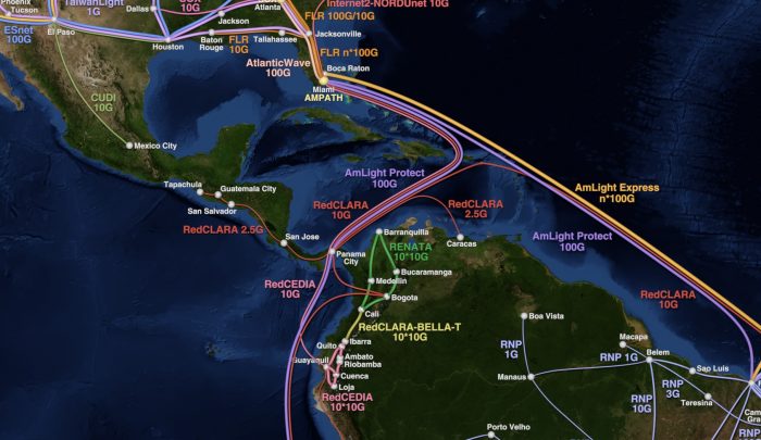 Latin America R&E Network map